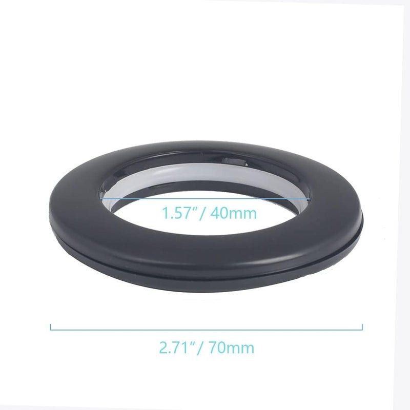 Kuasting 42 Pack Curtain Grommets Inner Diameter 1-9/16"(40mm) Plastic Large Curtain Eyelet Rings Nanoscale Low Noise Large Grommet Installation Kit for Fabric (Black) - Image 2